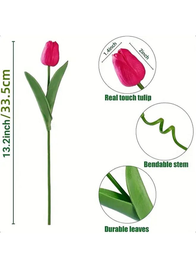10pcs Real Touch Artificial Tulip Bouquet Mixed Color Faux Flowers For Home Office Wedding Decor - Image 3